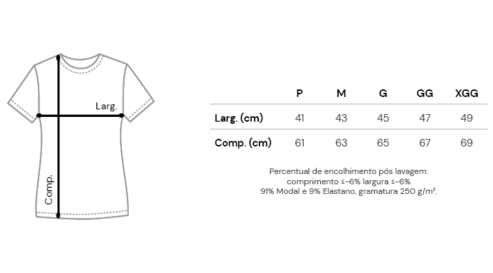 Imagem da tabelas de medidasDimona Tech Feminina